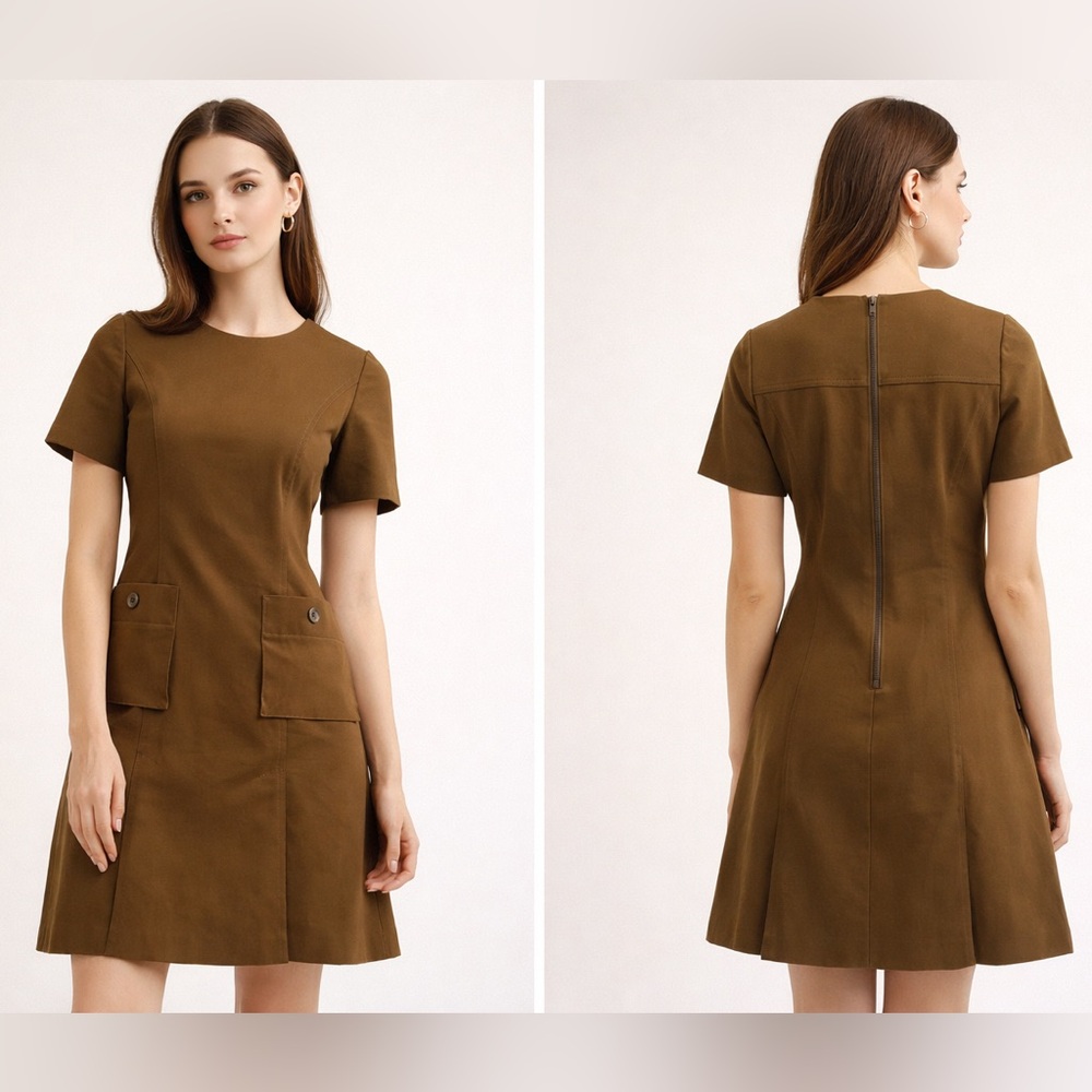 Brooks Brothers Olive Brown Cotton Blend Dress Sz. 12